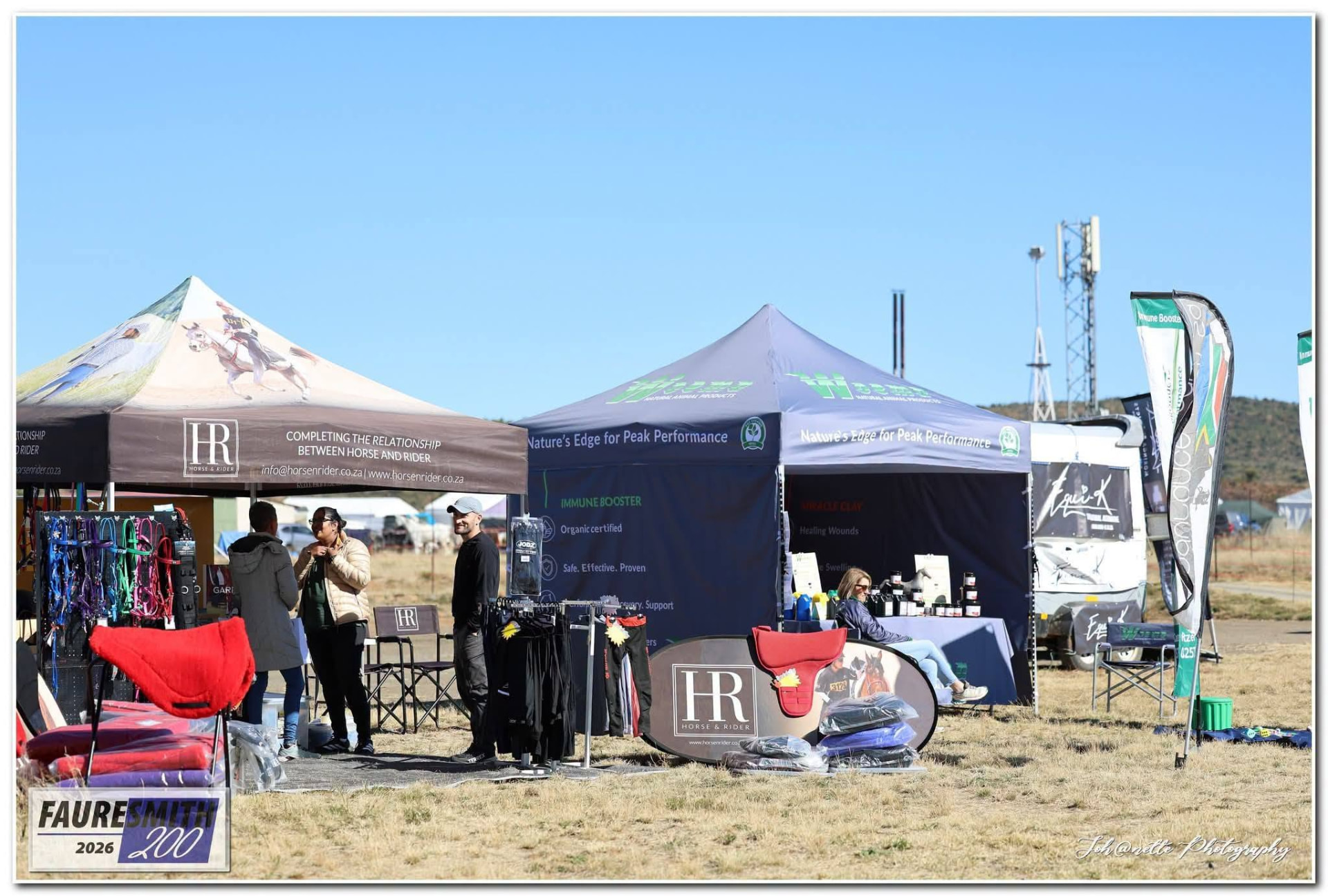 Equestrian trade stands and visitors at the Fauresmith 2026 event area