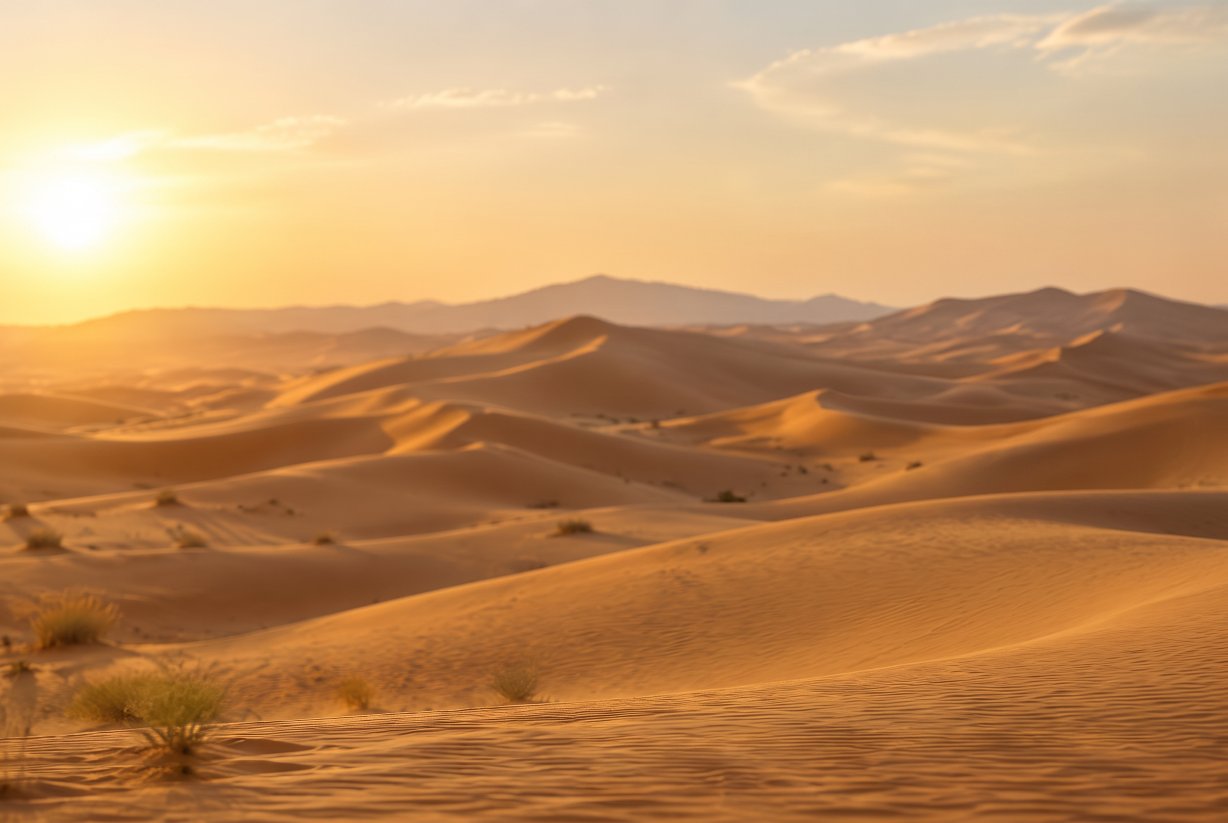 Golden sand dunes in warm morning light